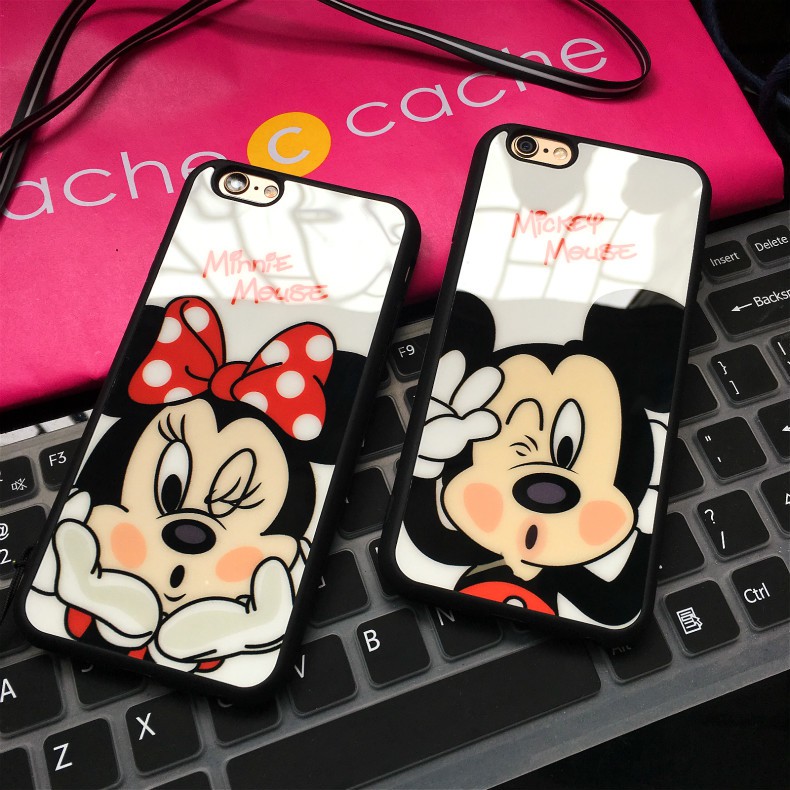 เคส iPhone 6/6s/6plus/6splus/7/7plus Mickey Silicon พร้อมเชือกเส้นเล็ก
