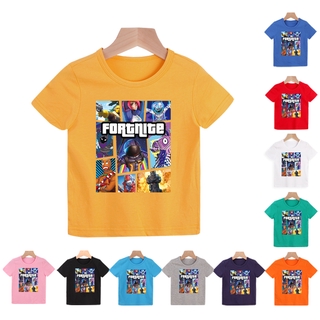 8 สีเสื้อผ้าเด็กแขนสั้นแฟชั่น Fortnite เสื้อยืดผ้าฝ้ายลายการ์ตูนเด็ก TEE 0-10 ปี