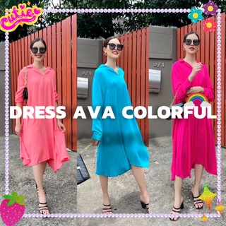 THONGYOY-Dress Ava Oversize เดรสตัวปล่อย เดรสพริ้วๆ เดรสใส่สบาย เดรสใส่เที่ยว เดรสสีสดใส เดรสคลุมท้อง เดรสฟรีไซส์ เดรสสี