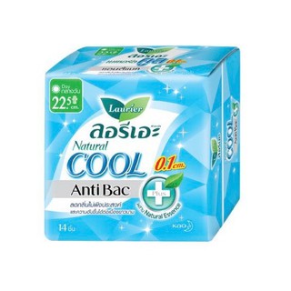 Laurier Natural Cool Anti Bac (14ชิ้น) ผ้าอนามัย ลอรีเอะ เนเชอรัล คูล แอนตี้แบค (22.5 ซม.)