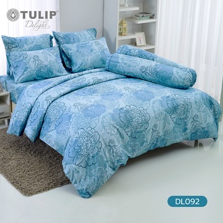 TULIP ชุดเครื่องนอน ผ้าปูที่นอน ผ้าห่มนวม รุ่นTULIP Delight พิมพ์ลาย DL092 ลายดอกไม้ สีฟ้า ในสไตล์ที่เป็นคุณ