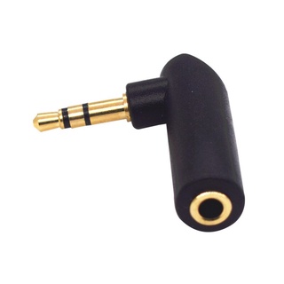 Stereo 3.5mm L adapter TSR ผู้ เมีย หัวงอ สะดวกพื้นที่เสียบ กันสายหัก 3.5 มม. 3 Pole Male Audio Plug Jack Connector