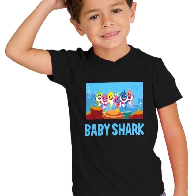 Baby shark TShirt เด็ก PINK Fong youtube ร้องเพลงเพลงเด็ก TShirt ผ้าฝ้าย