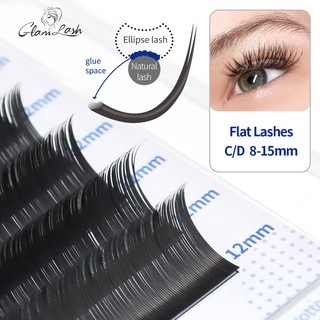 Glamlash ต่อขนตาแบบวงรีแบน ขนตาปลอม เนื้อแมตต์ Ellipse Flat Lash  ขนมิงค์ นุ่ม ยาว ไม่พันกัน แยกปลายขนตา