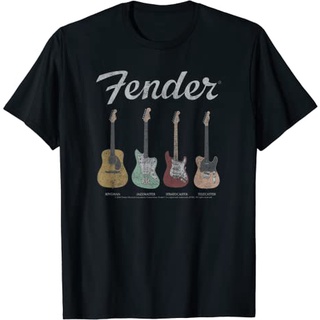 เสื้อยืดผ้าฝ้ายพรีเมี่ยม เสื้อยืด ลาย Fender Guitar Lineup สไตล์วินเทจ สําหรับผู้ใหญ่