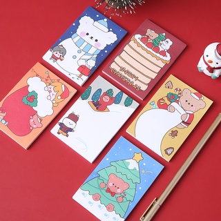 กระดาษโน้ตพิมพ์ลายการ์ตูนคริสต์มาสแบบพกพา 50 แผ่น