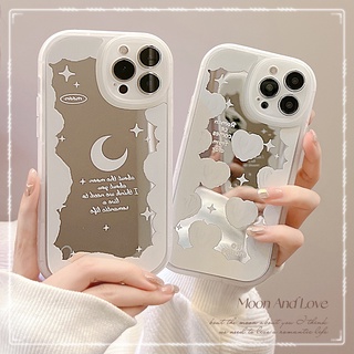 เคสโทรศัพท์มือถือกระจก รูปก้อนเมฆ ดวงดาว ดวงจันทร์ หัวใจ สําหรับ iphone case se 2022 7 8 plus XR xs 11 12 13 pro max