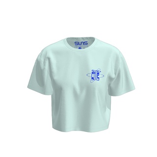 เสื้อครอปสีฟ้าอ่อน  แบรนด์ suns. suns Crop Tee Warped Light Blue