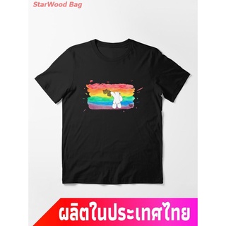 2022 ใหม่ วันฤดูร้อน หมี น่ารัก Bear ดิสนีย์  Bare Bum Bear - Gay Pride Essential T-Shirt คอกลม แฟชั่น แขนสั้น แฟชั่น เส