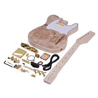 G&amp;M Muslady TL Tele กีตาร์ไฟฟ้าที่ยังไม่เสร็จชุด DIY Basswood Body Burl