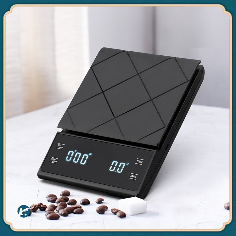 【KC】เครื่องชั่งครัวอิเล็กทรอนิกส์ความแม่นยำสูง 0.1g-3 กก. เครื่องชั่งกาแฟดิจิตอลพร้อมจอแสดงผล LED จับเวลา