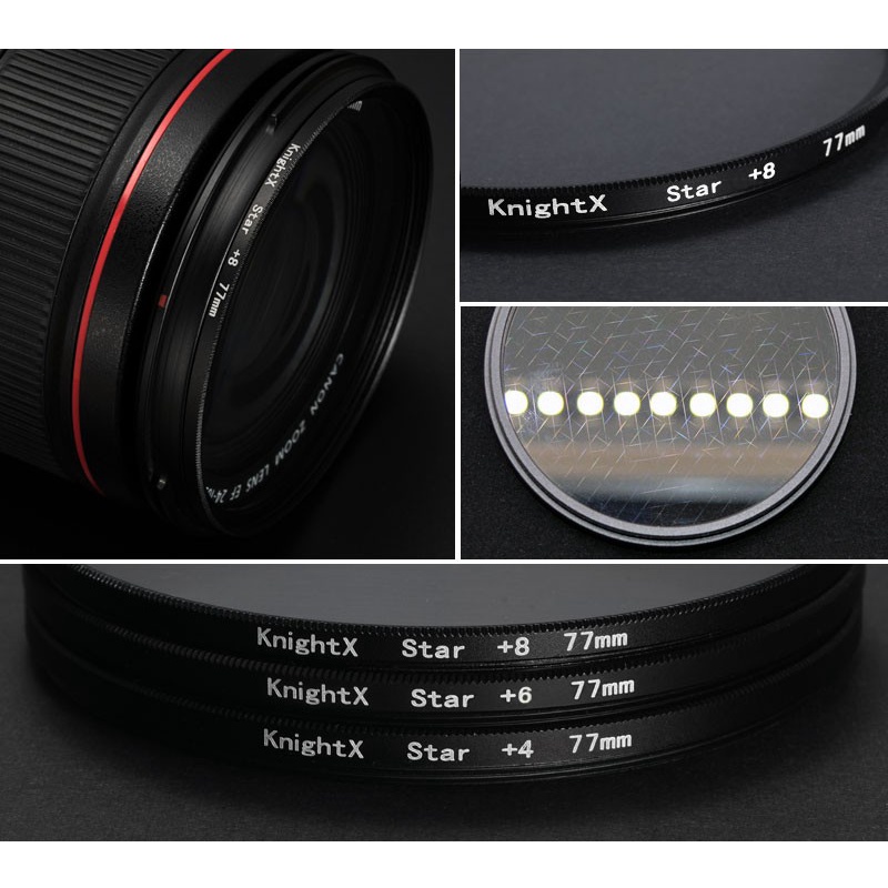 Knightx Star ฟิลเตอร์เลนส์กล้องเอฟเฟค 37 มม. 49 มม. 52 มม. 55 มม. 58 มม. 67 มม. 77 มม. 4X 6X 8X 1 ชิ้น