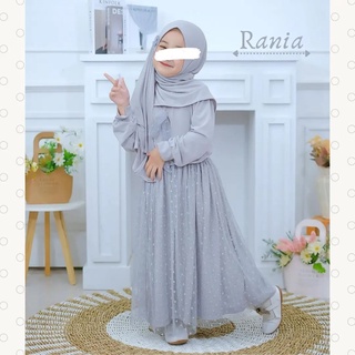 ชุดเกมล่าสุด RANIA SET + PASHMINA เสื้อผ้า สําหรับเด็กผู้หญิงมุสลิม อายุ 7-9 ปี