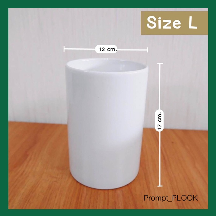 กระถางเซรามิก สไตล์มินิมอล สีขาว สีดำ สีขาวครีม เคลือบมัน ทรงกระบอกกลม - รูปที่ 7