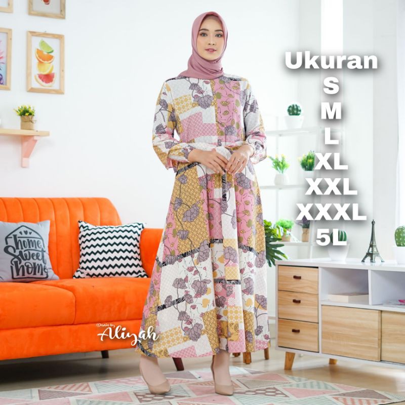 Rosa Dress Big Size - Size SML XL XXL XXXL 5L - ชุดเดรส Gamis Jumbo