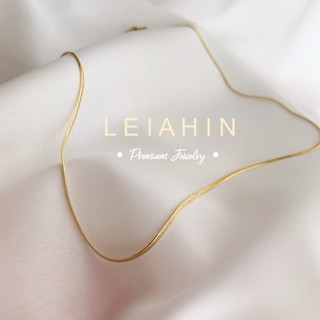 LEIAHIN【ไม่ลอกดํา สร้อยคอ】สร้อยเส้นบางเรียบง่าย ทอง 18K สร้อยคอสแตนเลสแท้ 100% ไม่มีจี้ โซ่งูกลม โซ่งูแบน สามารถใส่ตอนอาบน้ำได้