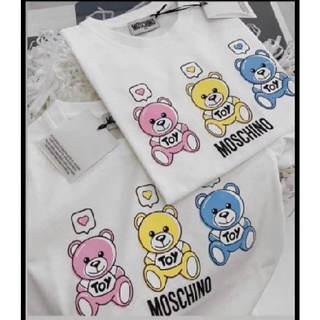 Moschino เสื้อแขนสั้น ผ้าฝ้าย ลายหมีน่ารัก สําหรับเด็กผู้ชาย และเด็กผู้หญิง