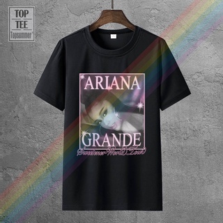 Oiu6a23as เสื้อยืดลําลอง ผ้าฝ้าย แขนสั้น คอกลม พิมพ์ลาย Ariana Grande World Tour สีขาว สําหรับผู้ชาย WE231FDS38579