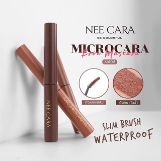 นีคาร่า มาสคาร่าคิ้ว มาสคาร่าปัดคิ้ว หัวแปรงสลิม N608 NEE CARA MICROCARA BROW MASCARA