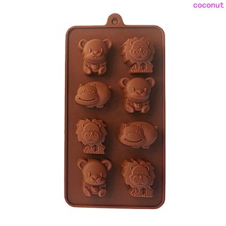 8 Grid 3D Hippo Bear Lion DIY Cake Mold Small Animal Jelly Chocolate Soap DIY Kitchenware Bakeware Mould