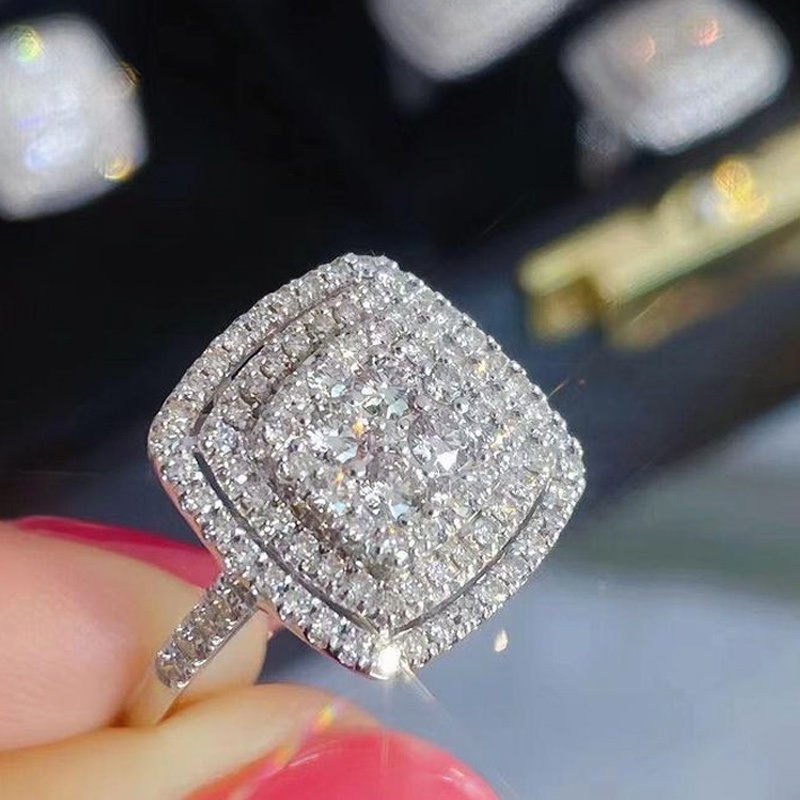 100% 925 เงินสเตอร์ลิง Bling Bling Cubic Zirconia แหวนผู้หญิงแฟชั่นรูปหรูหราหญิงอุปกรณ์เสริม Party อเนกประสงค์อินเทรนด์เครื่องประดับ