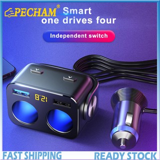 PECHAM ซ็อกเก็ตอะแดปเตอร์ชาร์จไฟในรถยนต์ QC 3.0 12V