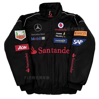 [MOL Shop] เสื้อแจ็กเก็ตลําลอง ปักลาย F1 Mercedes-Benz Mercedes-Benz สไตล์อเมริกันเรโทร สําหรับขี่รถจักรยานยนต์