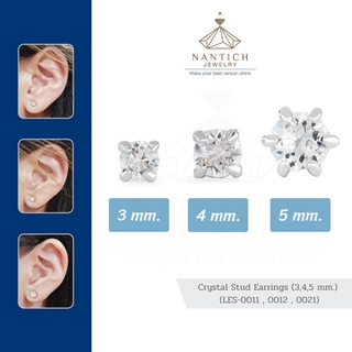 💎👩🏻‍⚕️ [เครื่องประดับ | ปลอดภัย] ต่างหู คนแพ้ง่าย : Crystal Stud Earrings (3,4,5 mm.) Nantich Jewelry