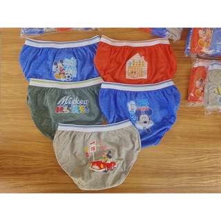 กางเกงในเด็กผู้ชายลายมิกกี้ แท้100% แพ็ค5ตัว S/M/L/XL 15-30 kg สีเข้มไม่เปื้อนง่าย ขอบยางนิ่ม เนื้อผ้าเบาสบายผิว