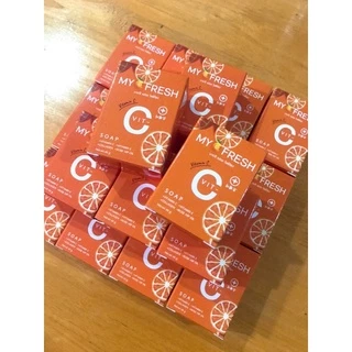 สบู่หน้าใส🍊MY C Fresh Vit C Soap(60g.) ✨แท้ 100% หน้าใส ไร้สิว ทำความสะอาดล้ำลึก Exp 20/06/28(New Package)💕แถมถุงตาข่าย💕