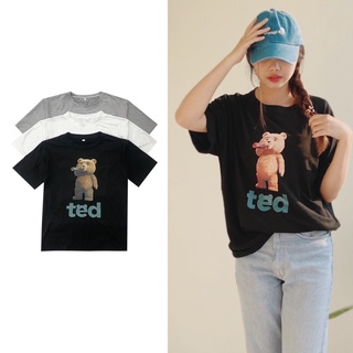 Big Store🎁เสื้อยืดสกรีนด้านหน้า ลายหมีเท็ด TED คอกลมแขนสั้น 3 สี