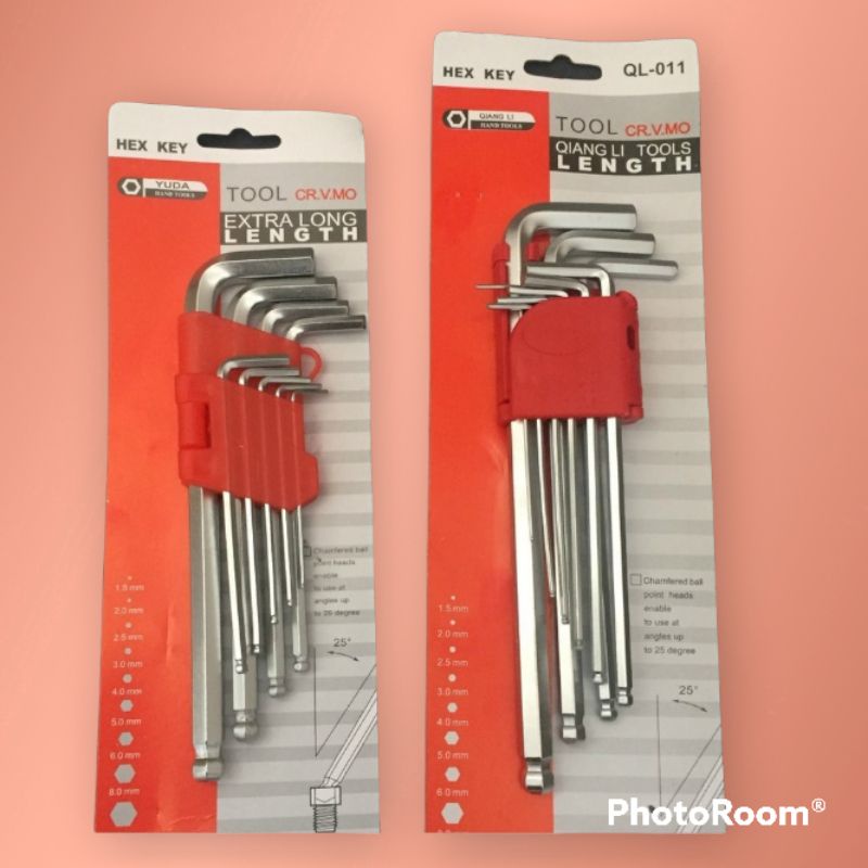 SPANAR ALLEN KEY 9 ชิ้น Ball Point Hex Allen Key ; ชุด A-KEY ( ยาวพิเศษ )( Ball Point )