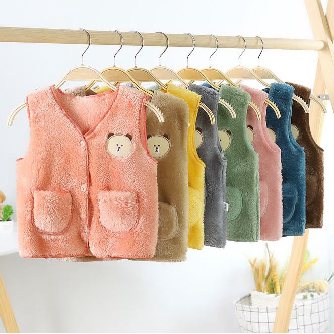 พร้อมส่ง! 8 สี ⭐ เสื้อกันหนาวเด็ก เสื้อกั๊กเด็ก ผ้าสำลี ขนนุ่ม