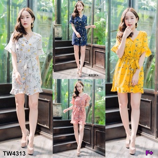 👗Pfashion [ส่งไว!!🚛] P4313 Jumpsuit จั้มสูทขาสั้นแขนศอกระบาย  Jumpsuit Jumpsuit short sleeves elbow sleeves.