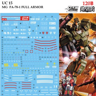 ดีคอลน้ำ [D.L. Darlin] UC15 FA-78-1 FULL ARMOR GUNDAM MG 1/100 Water Decal UC 15