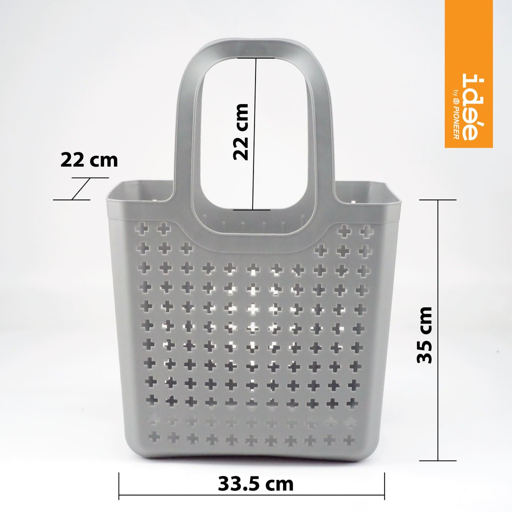 ide'e [2 ใบ/แพค] PN844 Shopping Basket  ตะกร้าพลาสติก ตะกร้าช้อปปิ้ง เบาสบาย พลาสติกไม่บาดมือ - รูปที่ 5