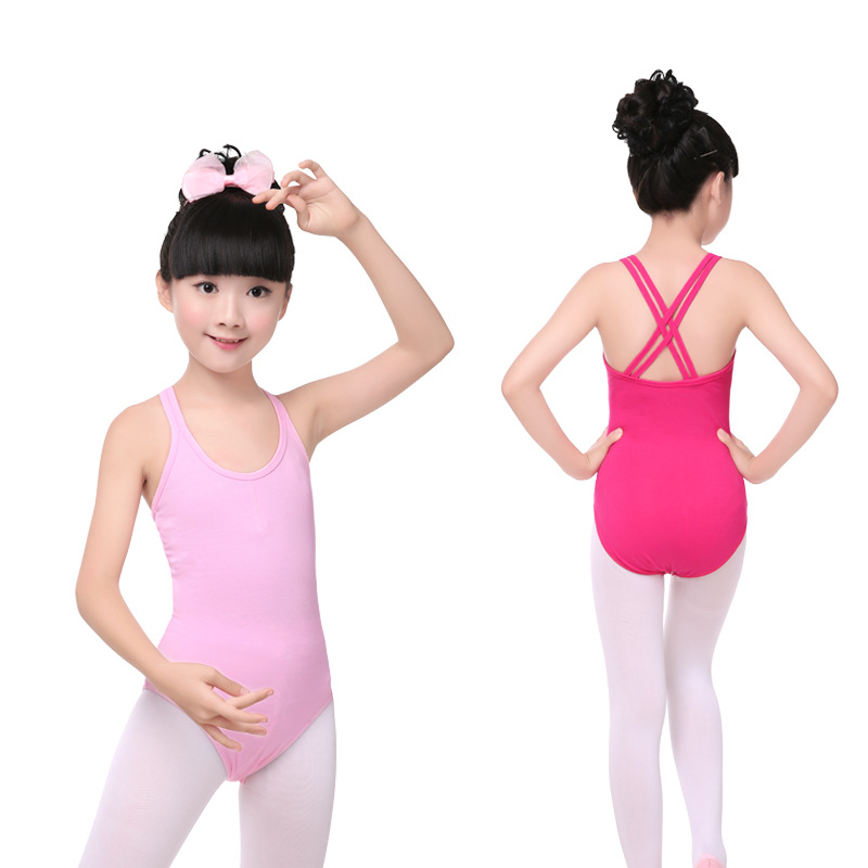 บัลเล่ต์เต้นรํา Camisole Leotard เด็กเด็กคู่สายกลับยิมนาสติก Leotard