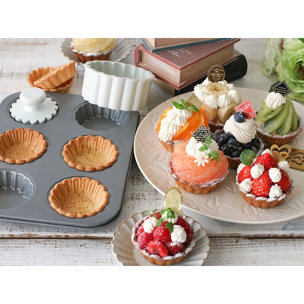 พิมพ์ COTTA Tart ถาดอบทาร์ต COTTA ทาร์ตดอกไม้ พร้อมตัวกดแป้งครบชุด สินค้าคุณภาพจากญี่ปุ่น cotta แท้