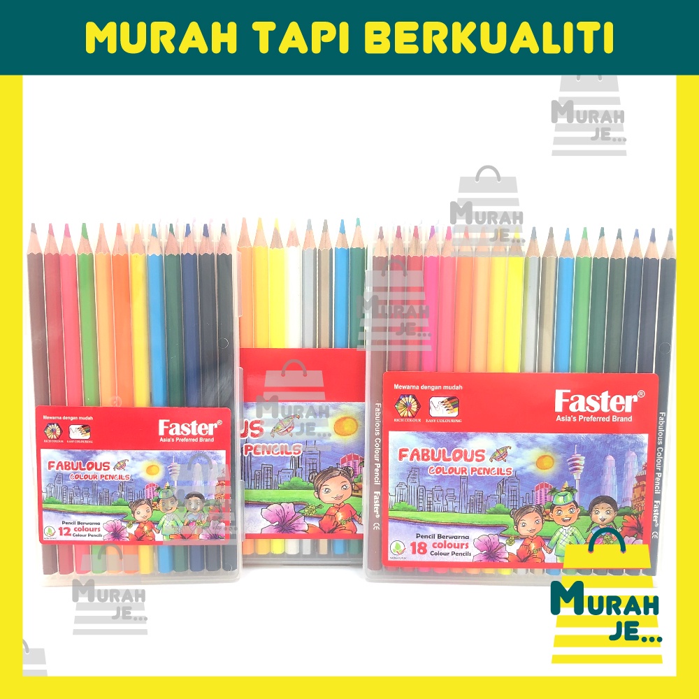 Faster Fabulous ดินสอสีสี [12L/18L/24L] / Pensil Warna Faster Fabulous [12L/18L/24L]