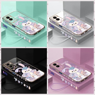 สำหรับ VIVO Z1 Pro S1 S1 Pro Y66 Y67 Y72 5G Y52 5G V15 Pro V20 Pro Y21T Y21S V5 Plus ขอบตรง 90 ° Anime Ballet Bunny ไฟฟ้าเคสโทรศัพท์