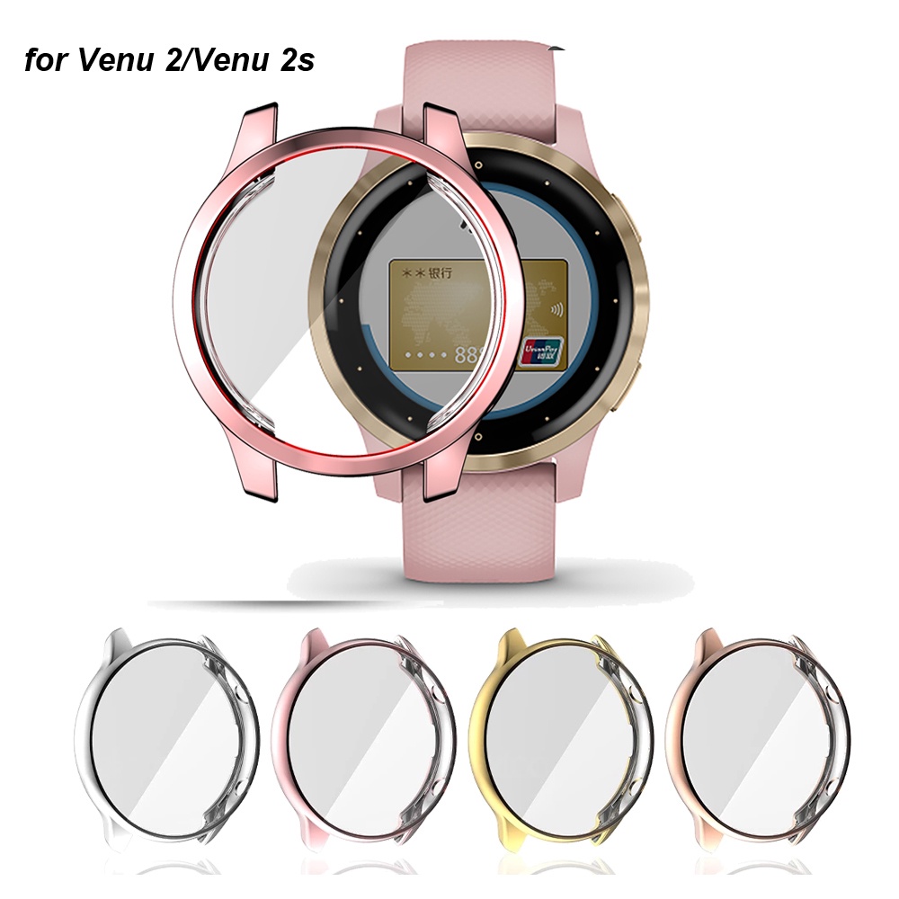 เคสป้องกันหน้าจอ เข้ากันได้กับ Garmin Venu 2 และ Venu 2s, Full Coverage Soft TPU กรณีฝาครอบป้องกันกรอบกันชนสําหรับ Garmin Venu 2/2s Smartwatch