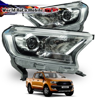 ไฟหน้า Projector L+R  Ford Ranger WT 2015-2017 โครเมียม+ดำ จำนวน 1 ชิ้น