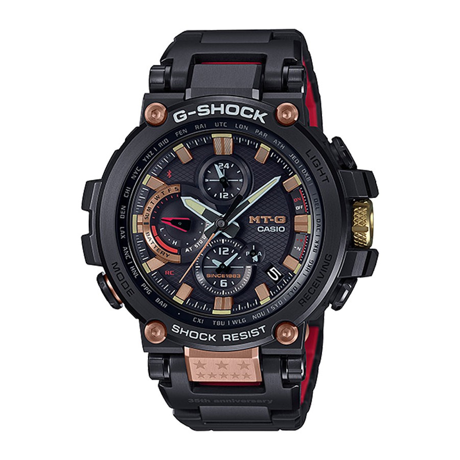 Casio G-Shock นาฬิกาข้อมือผู้ชาย สายเหล็ก รุ่น MTG-B1000TF,MTG-B1000TF-1A,MTG-B1000TF-1ADR - สีดำ - แดง