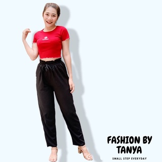 FASHION BY TANYAกางเกงขายาว ขาเดฟ เอวจีบ  มีกระเป๋าข้าง ผ้าไหมอิตาลี