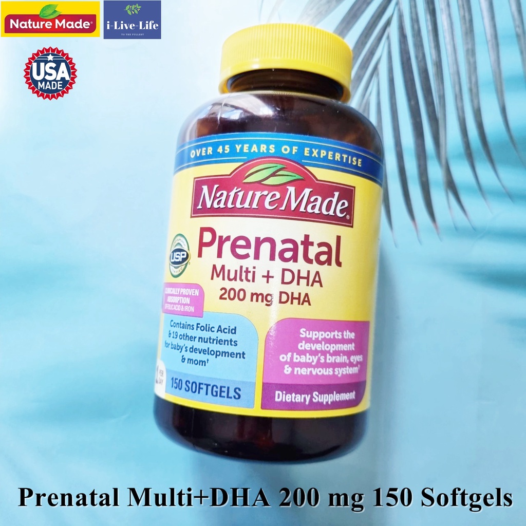 วิตามินเตรียมตัวตั้งครรภ์ Prenatal Multi + DHA, 150 Softgels - Nature Made