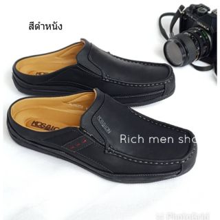 Rich men s shopรองเท้าหนังpuเปิดส้น