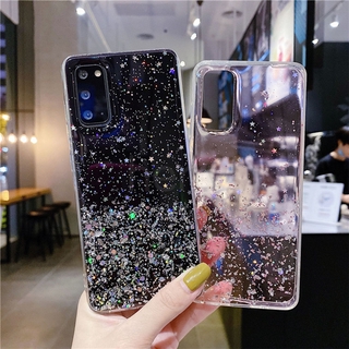 เลื่อมแวววาว TPU อ่อนนุ่ม เคสโทรศัพท์สำหรับ Samsung Galaxy A11 M11 A51 A71 M21 M30S M31 M51 J4 J6 J8 Plus  ท้องฟ้าเต็มไปด้วยดวงดาว ฝาครอบ