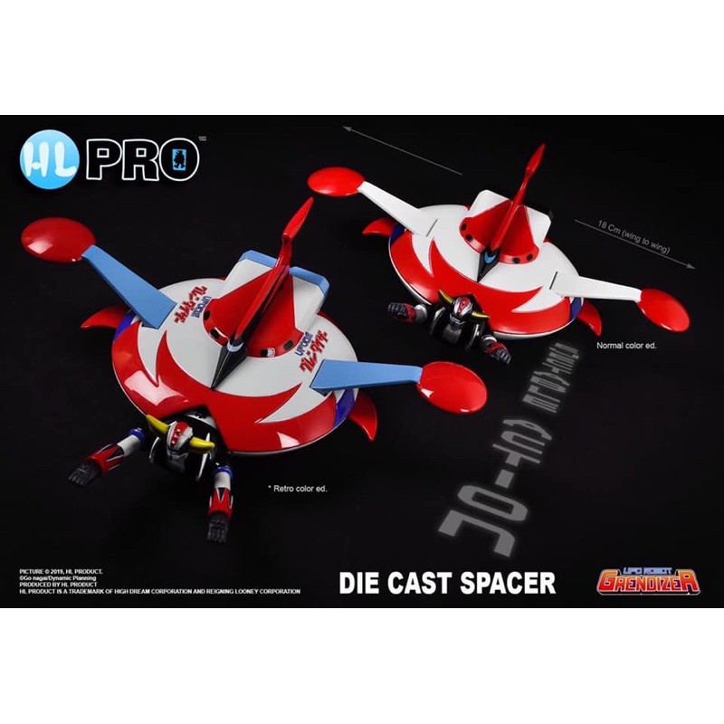 New HL Pro DIECAST SPACER WITH EJECTABLE GRENDIZER TIN BOX Ver 