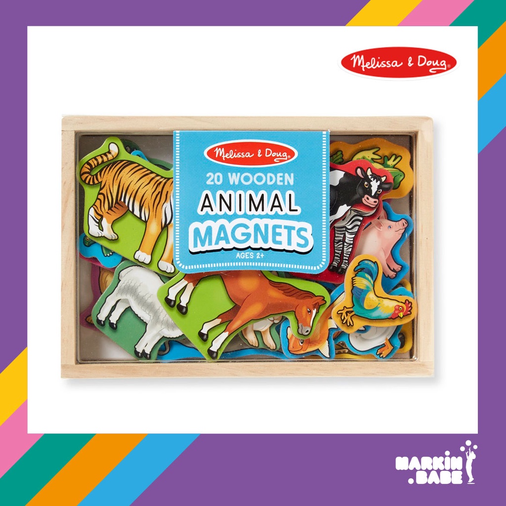 MELISSA & DOUG I ของเล่นไม้รูปสัตว์ แม่เหล็กทั้งตัว 20 ชิ้น รุ่น 475 Wooden Animal Magnets I MARKIN.Babe
