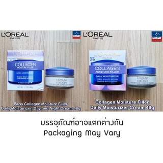 LOreal® Paris Collagen Moisture Filler Daily Moisturizer, Day/Night Cream 48g ลอรีอัล ปารีส คอลลาเจน มอยส์เจอไรเซอร์